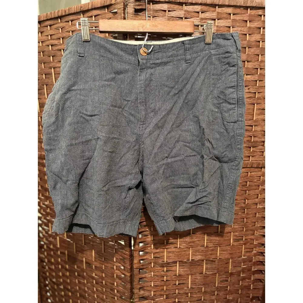 J.Crew Mens Beach Shorts 38‎ Linen Cotton Blue Flat Front Casual